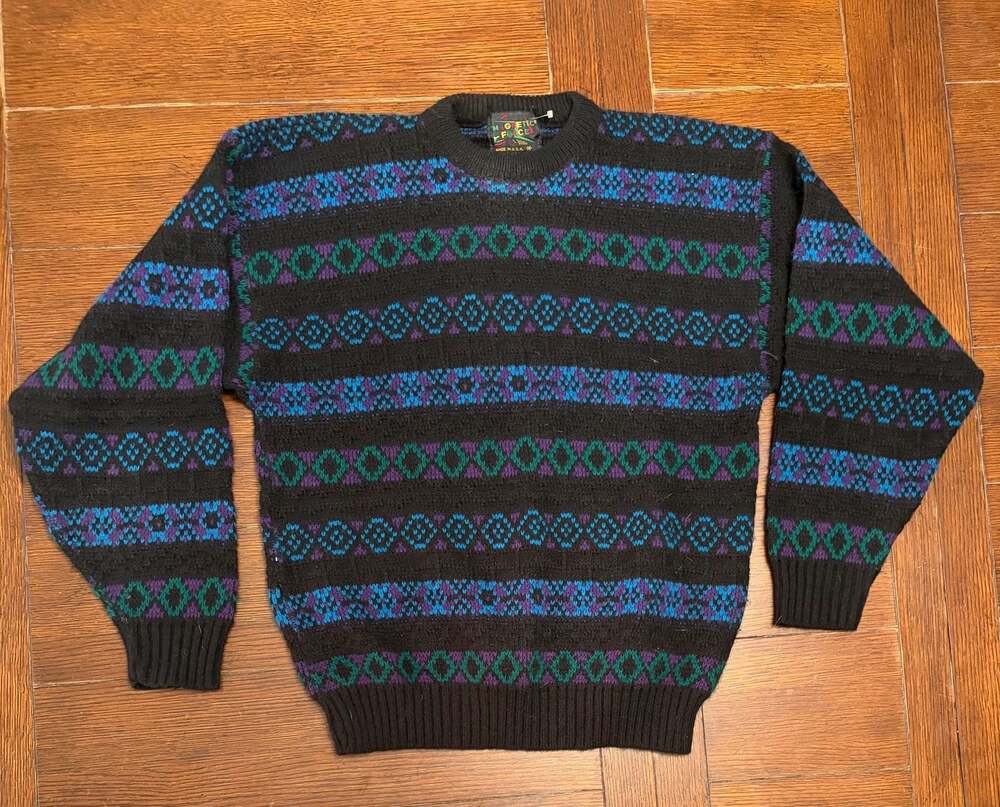 Magnetic Force Vintage 90s Geometric Pattern Crew Neck Sweater